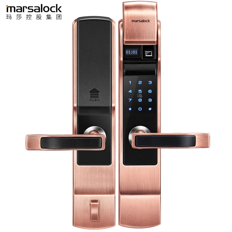玛莎洛克智能滑盖电子锁 家庭室内门指纹锁
