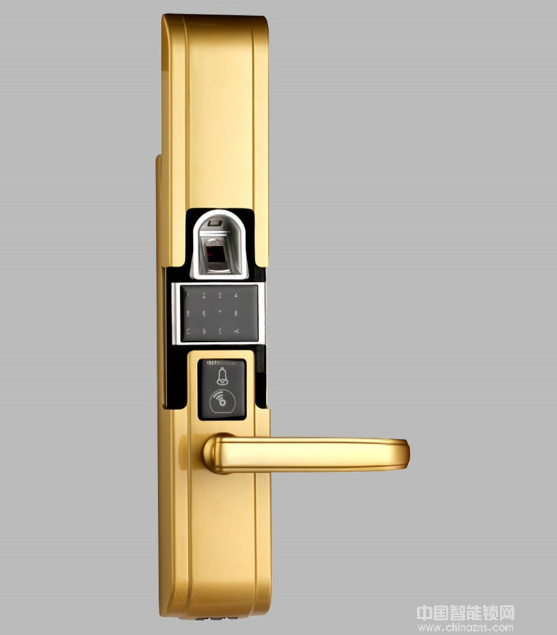 土豪金指纹密码锁 家用滑盖智能门锁