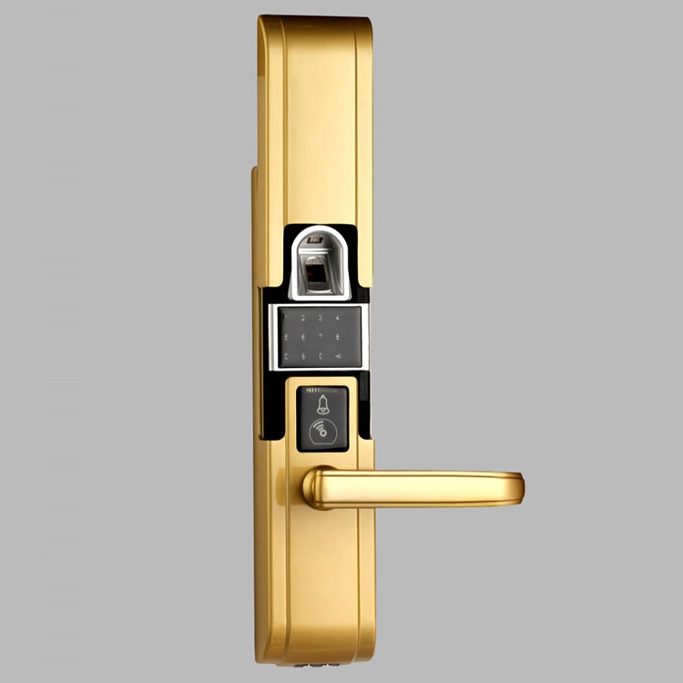 宏兴智能锁 土豪金指纹密码锁 家用滑盖智能门锁
