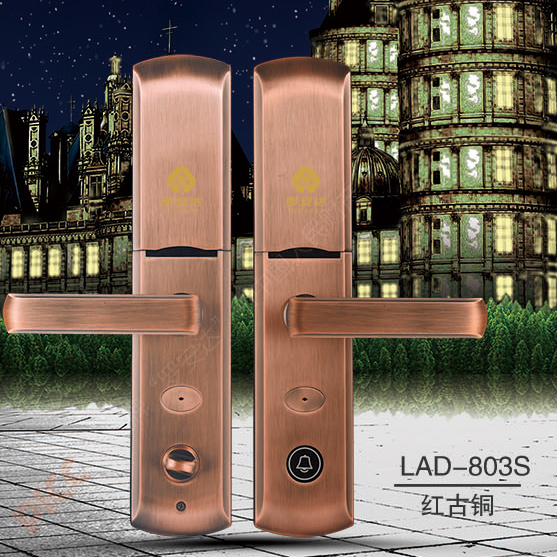罗安达智能锁LAD-803S 红古铜滑盖指纹密码锁