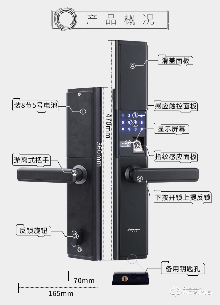 迪克曼智能锁 家用防盗门智能锁滑盖锁刷卡锁A7