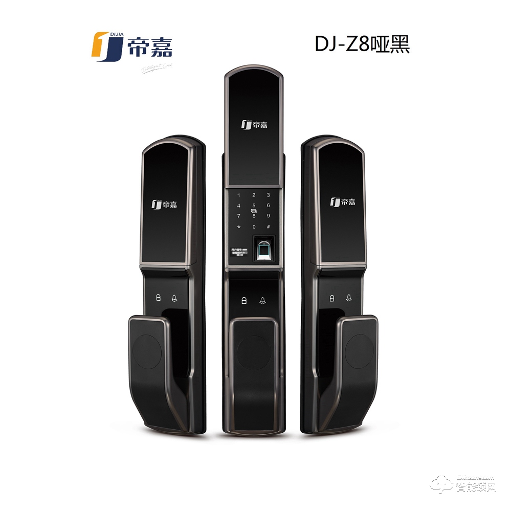 帝嘉智能锁 全自动系列DJ-Z8哑黑指纹密码锁