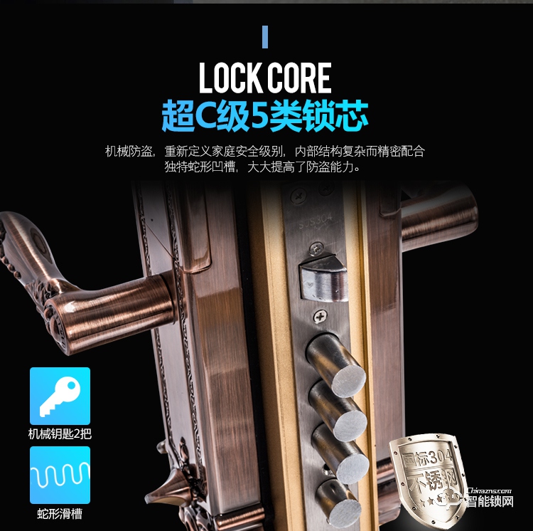 中霸智能锁 Z87智能指纹锁密码锁刷卡锁