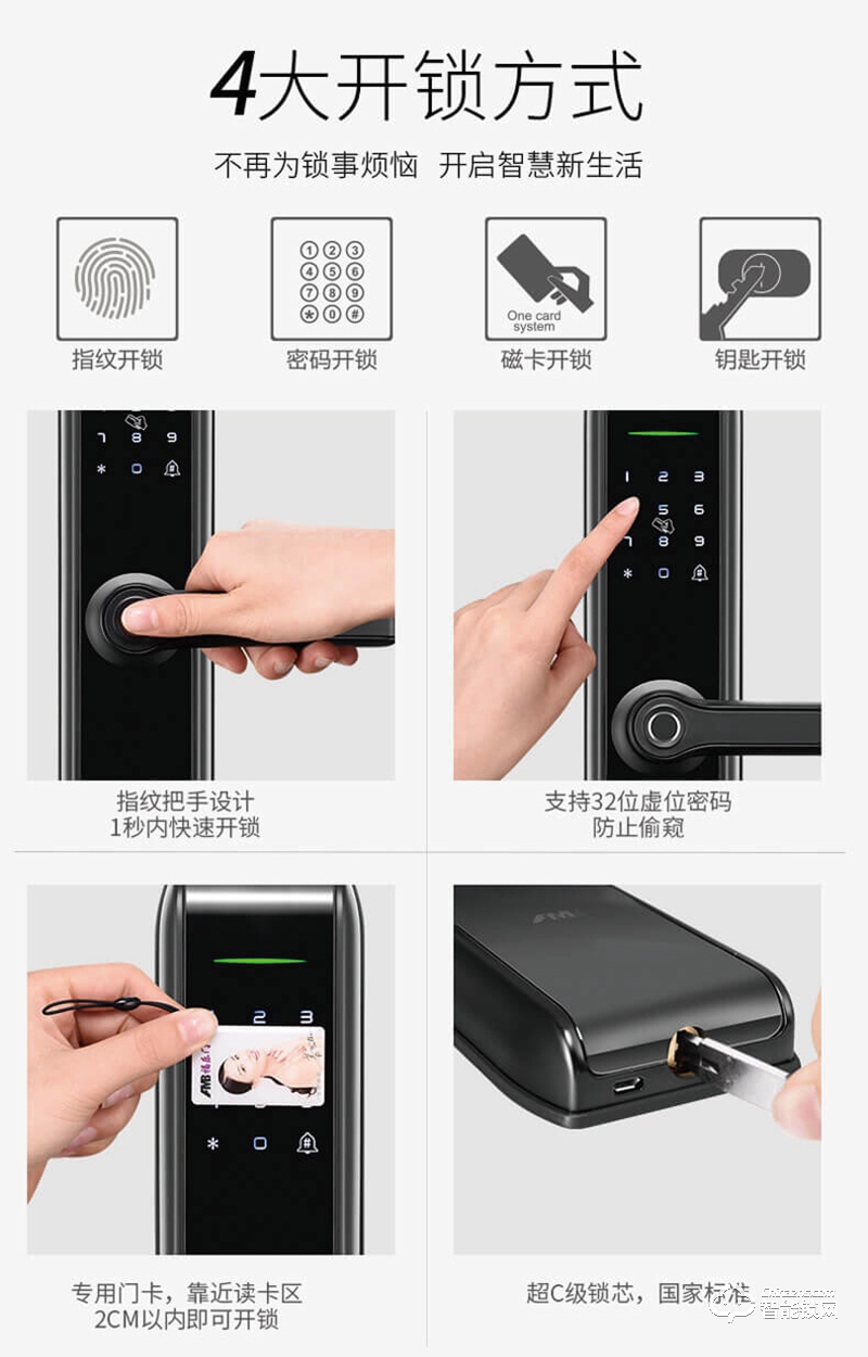 金卫仕智能锁 WS-I10家用防盗门电子锁智能锁门锁磁卡锁