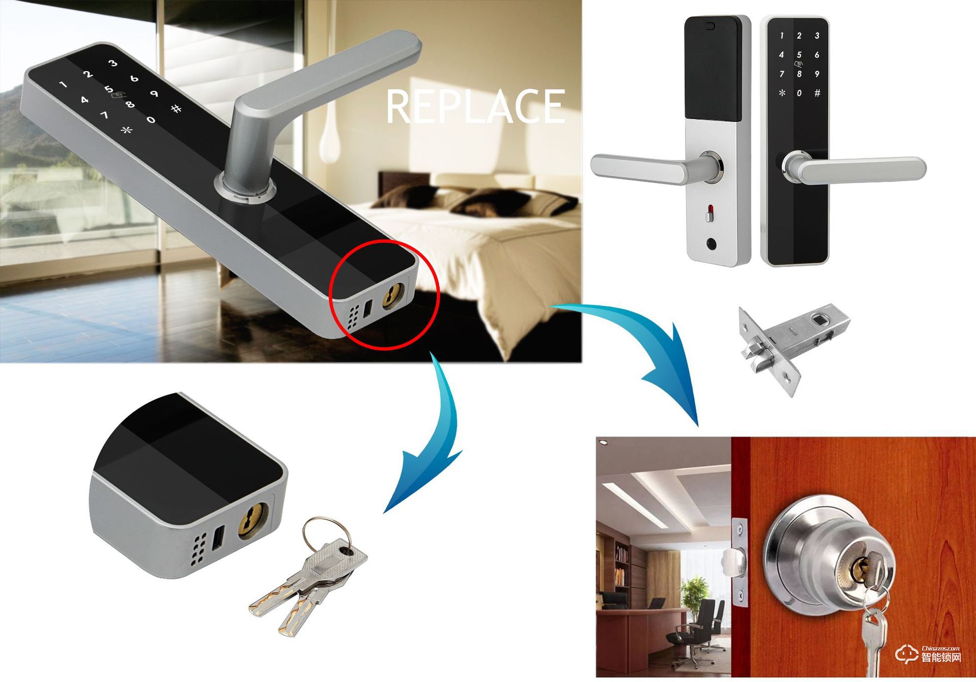 帝伦斯智能锁 球形锁改装酒店电子锁刷卡锁 