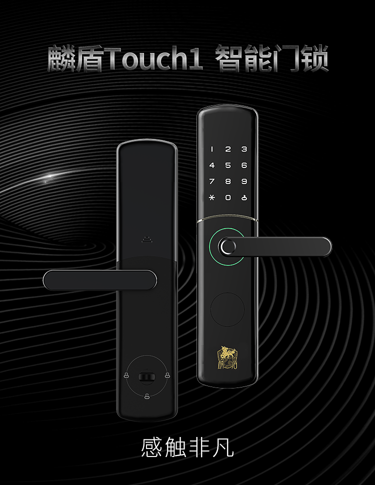 麟盾智能锁 Touch1指纹密码防盗门锁