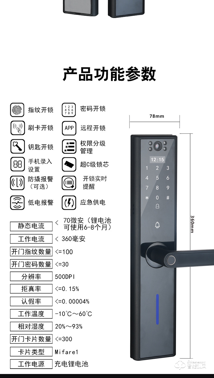 巨石智慧智能锁 Z6可视带屏家用指纹锁.jpg