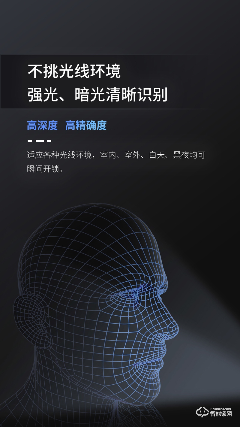 英特尔Ai9s·全息真3D人脸识别猫眼智能锁 直插销真C级