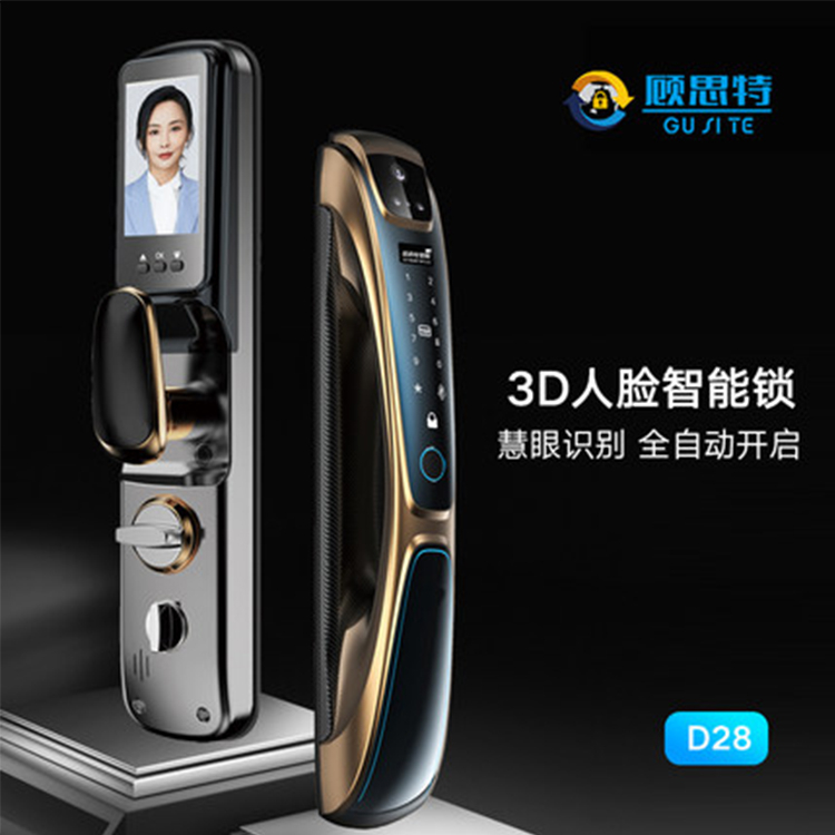 顾思特D28全自动智能锁 3D人脸识别家用防盗门锁