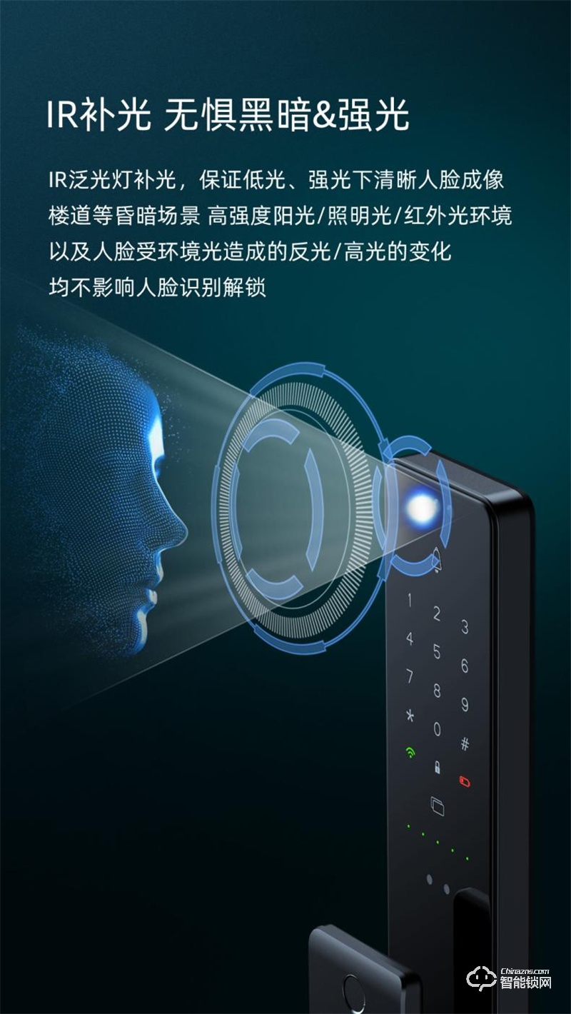 汇泰龙人脸锁指纹密码锁V3f 3D仿生双目人脸识别智能锁