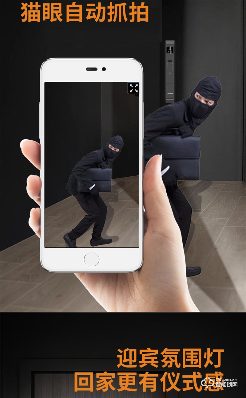 格里维尔星动3D人脸识别智能锁 防盗门家用远程可视锁